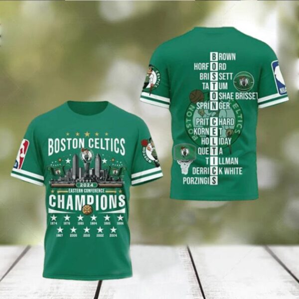 Boston Celtics 2024 Eastern Conference Champions 3D T Shirt