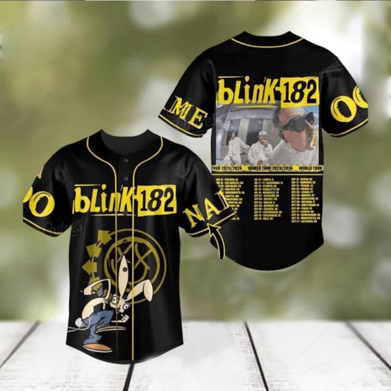 Custom Name And Number Blink 182 World Tour 2024 Baseball Jersey Shirt