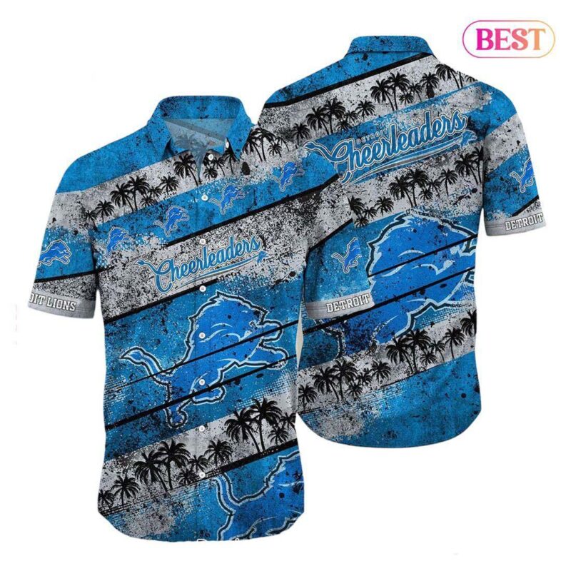 Detroit Lions NFL Hawaiian Shirt Graphic Tropical Pattern Short Sleeve Summer For Fans