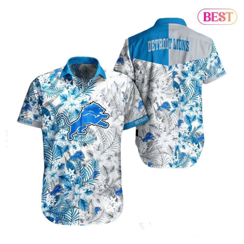 HOT TREND Detroit Lions NFL Beach Shirt Graphic Floral Pattern Print This Summer Hawaiian Shirt