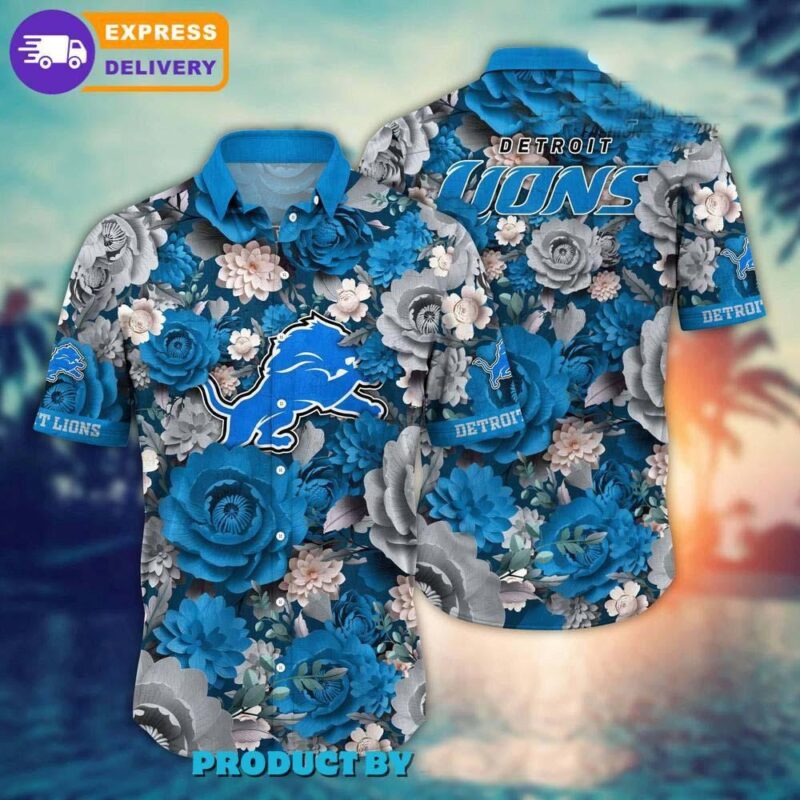 NFL Detroit Lions Flower Summer Hawaiian Shirt