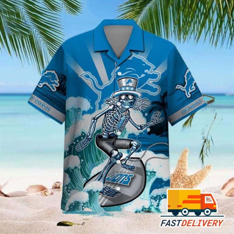 NFL Detroit Lions Hawaiian Shirt Death Surfs Gift For Fans Football Lover