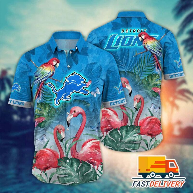 NFL Detroit Lions Hawaiian Shirt Style Flamingo Gift For Fans Football Lover