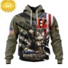 Custom Name And Number NFL Cincinnati Bengals Veterans Honor The Fallen 3D Hoodie Shirt