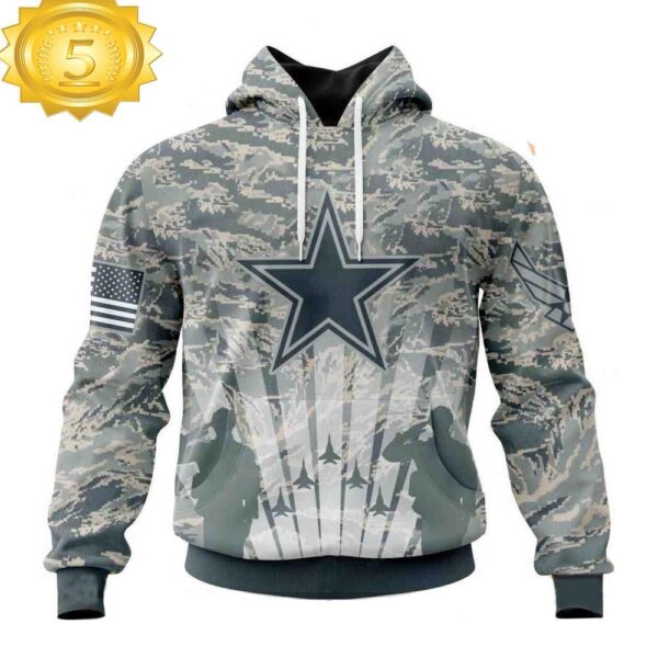 Custom Name And Number NFL Dallas Cowboys Honor US Air Force Veterans 3D Hoodie Shirt