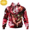 Custom Name And Number NFL Kansas City Chiefs Skull Happy Halloween 3D Hoodie Shirt