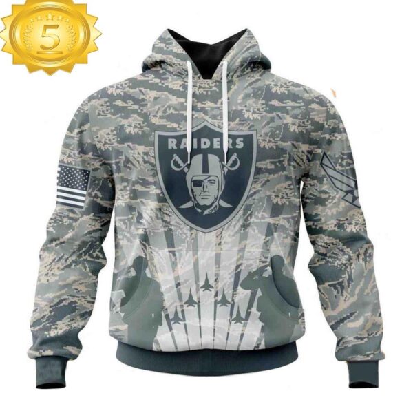 Custom Name And Number NFL Las Vegas Raiders Honor US Air Force Veterans 3D Hoodie Shirt