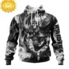 Custom Name And Number NFL Las Vegas Raiders Skull Happy Halloween 3D Hoodie Shirt