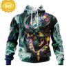 Custom Name And Number NFL Miami Dolphins Skull Happy Halloween 3D Hoodie Shirt