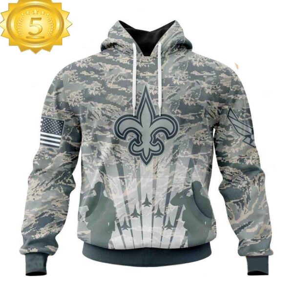 Custom Name And Number NFL New Orleans Saints Honor US Air Force Veterans 3D Hoodie Shirt