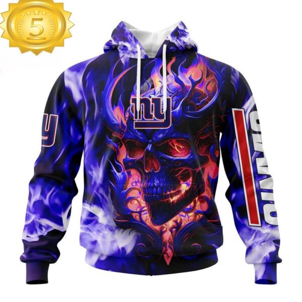 Custom Name And Number NFL New York Giants Skull Happy Halloween 3D Hoodie Shirt