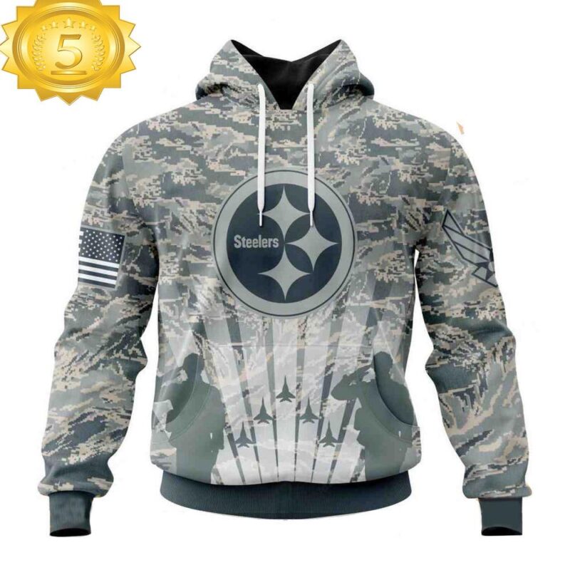 Custom Name And Number NFL Pittsburgh Steelers Honor US Air Force Veterans 3D Hoodie Shirt