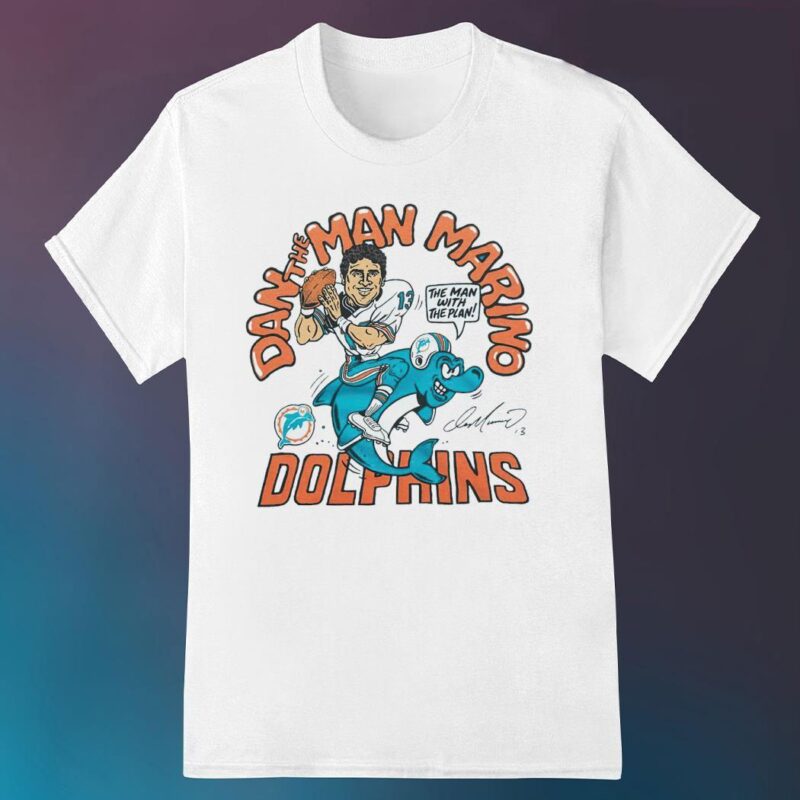 Dan Marino Miami Dolphins signature cartoon shirt